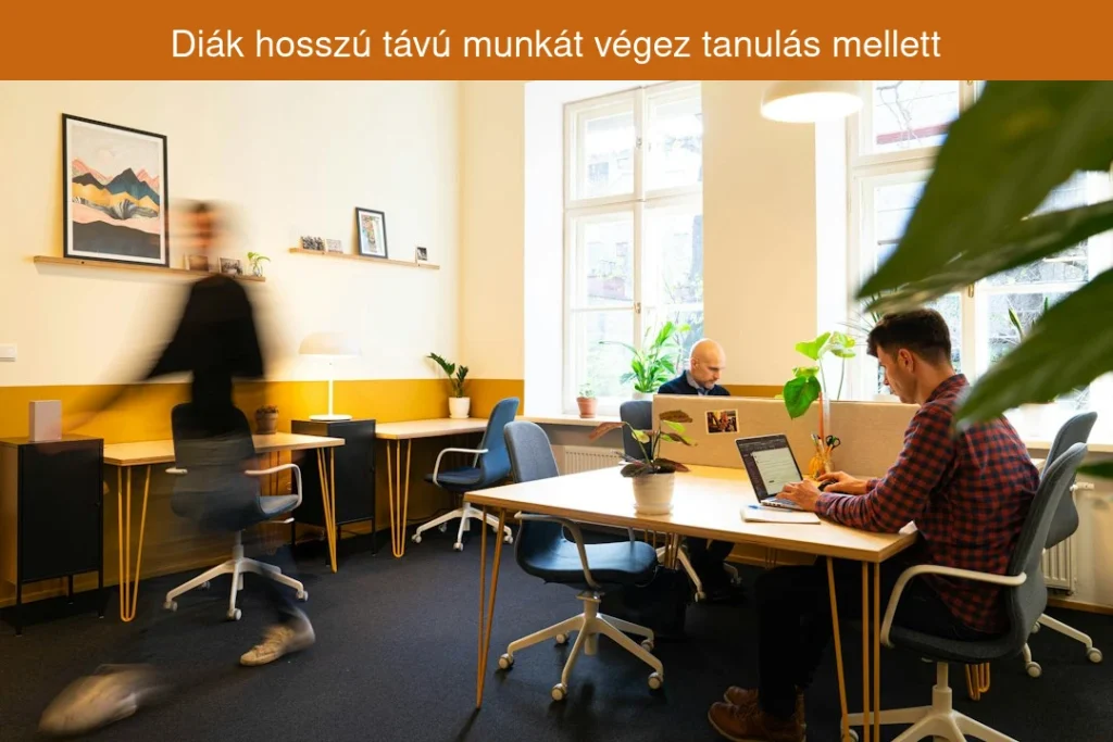 Diák hosszú távú munkát végez tanulás mellett