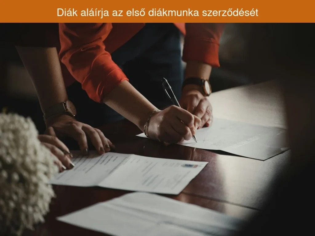 Diák aláírja az első diákmunka szerződését